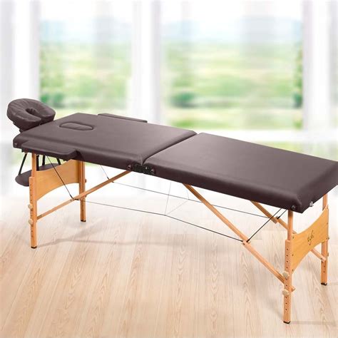 Table De Massage Pliante 2 Zones Bois Portable Tdm102 Marron De Yoghi