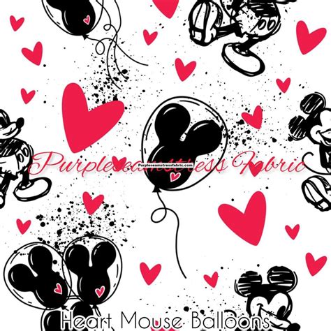 Heart Mouse Balloons Cotton Lycra Purpleseamstress Fabric