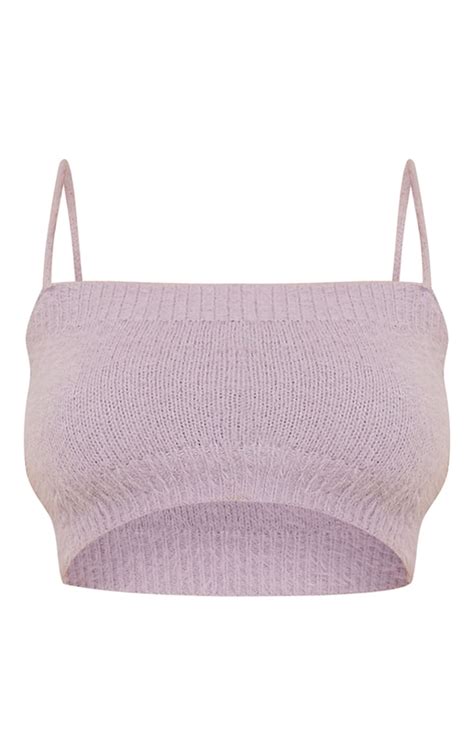 Lilac Eyelash Knit Cropped Cami Knitwear Prettylittlething Aus