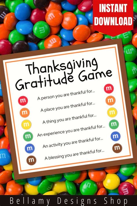 A Sign That Says Thanksgiving Gratitude Game Surrounded By Lots Of M