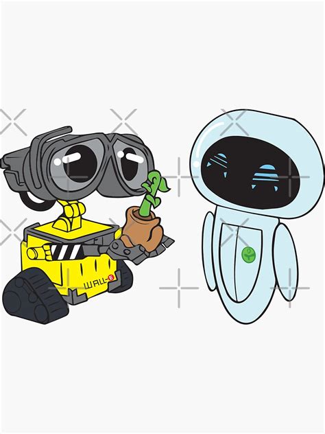 Wall E And Eve Sticker For Sale By Rons Designs Redbubble