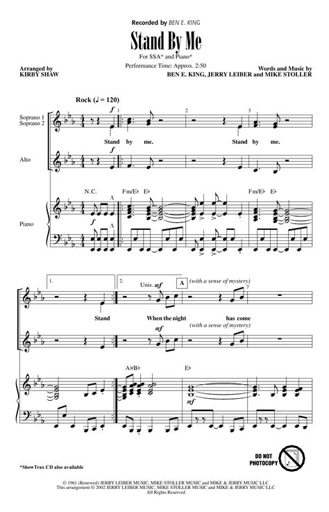 Stand By Me Arr Kirby Shaw By Ben E King Sheet Music For Ssa Choir