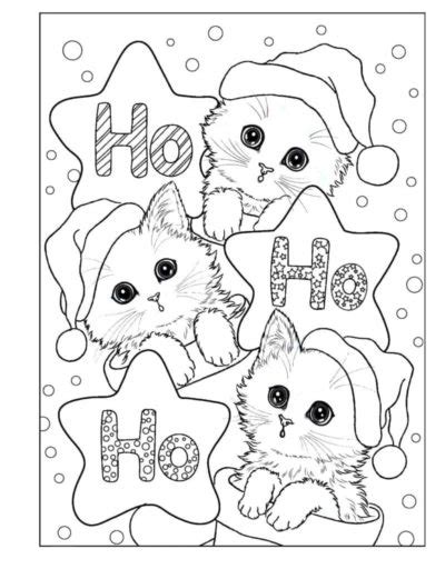 Coloriage Chat de Noël à imprimer