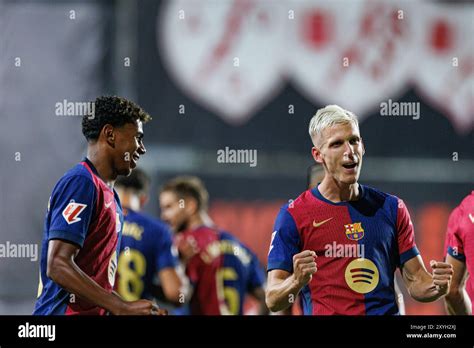 Lamine Yamal Dani Olmo Seen Celebrating After Scoring Goal During