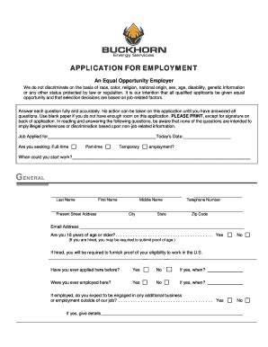 Fillable Online Job Application Buckhorn Energy Services Fax Email