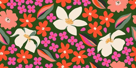 Exotic Hand Drawn Flowers Seamless Patterns With Floral For Fabric Textiles Clothing