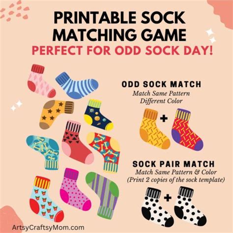 Odd Socks Day Printable Odd Socks Matching Game Artsy Craftsy Mom