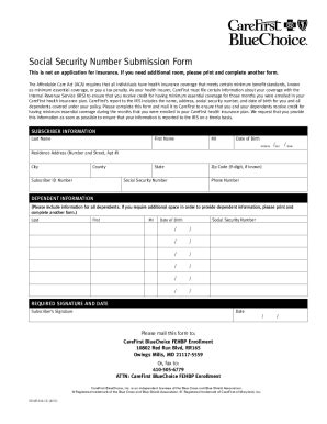 Fillable Online Social Security Number Submission Form Social Security