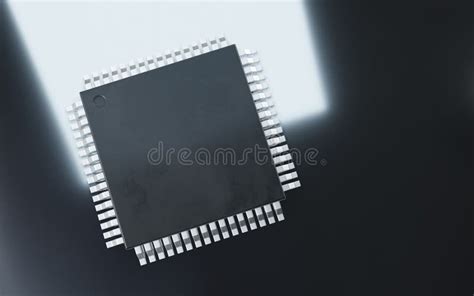 3d Render Of Microchip Or Semiconductor Chip For Computin Or