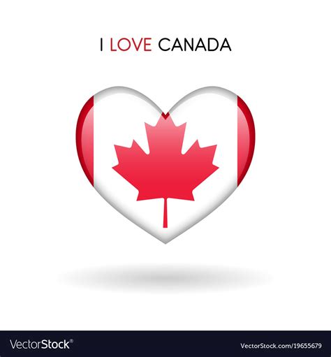 Love Canada Symbol Flag Heart Glossy Icon Vector Image