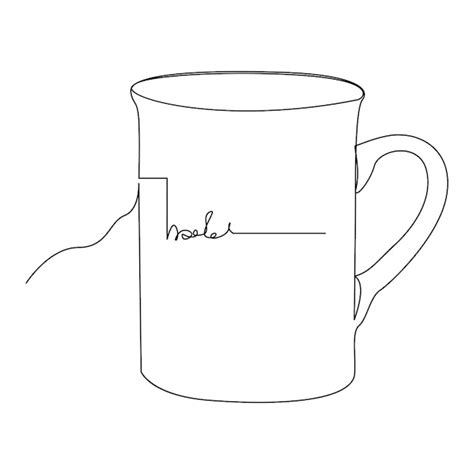 Dibujo continuo de una sola línea de taza estilizada de café capuchino