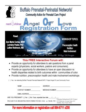 Fillable Online Angel Of Love Registration Form General March Of