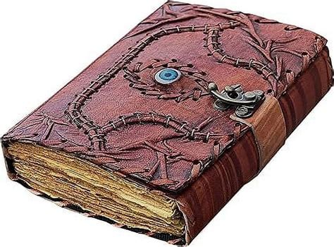 Rajeriya Brown Leather Journal Deckle Edge Paper Third Eye Grimoire