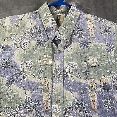 Kahala Hawaiian Shirt Mens Large Hula Girl Fish Button Down EBay