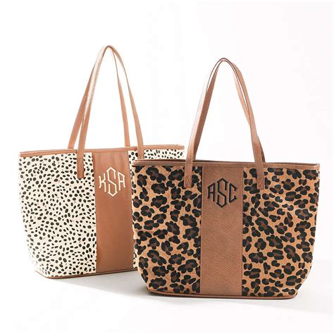 Monogrammed Leopard Print Tote Bag Marleylilly