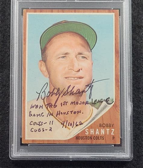 Rare Bobby Shantz Signed Inscribed Card Houston Colts Psa Auto