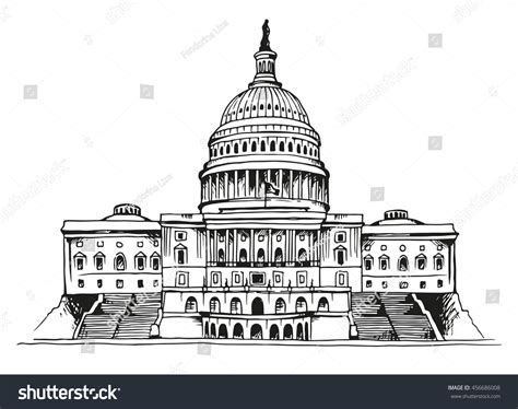 United States Capitol Building Vector Illustration Stock Vector