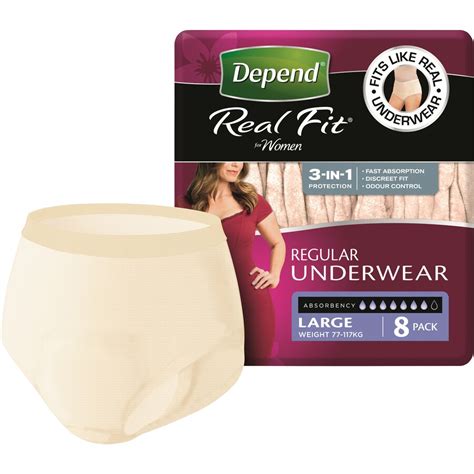 Depend Real Fit For Women Underwear Large 8 Pack Big W