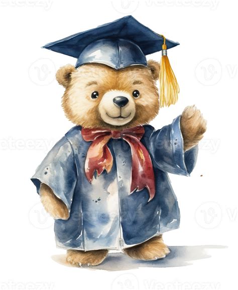 Graduation Bear Wearing a Graduation Cap Watercolor, End of School, Isolated Object, 24488269 PNG