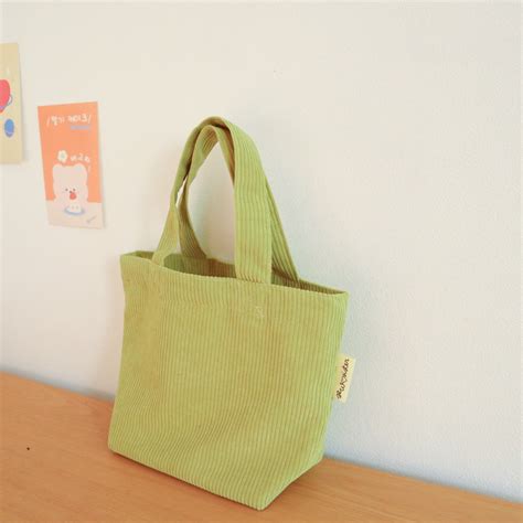 Corduroy Mini Tote Bag กระเป๋าถือ ผ้าลูกฟูกมินิ มีซับใน 10 สี Shopee Thailand