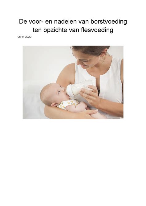 De Voor En Nadelen Van Borstvoeding Ten Opzichte Van Flesvoeding De