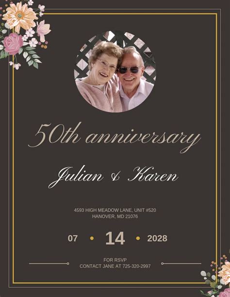 50th Wedding Anniversary Invitation Card Template Informacionpublica