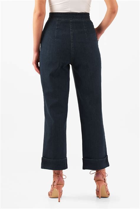 Shop High Waist Deep Indigo Denim Jeans Eshakti