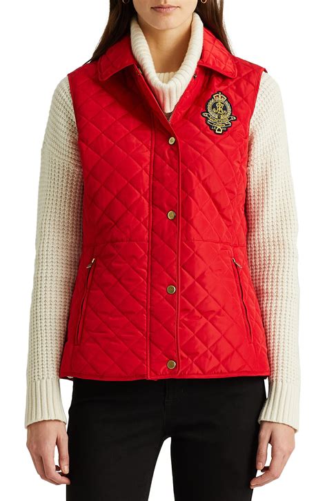 Womens Lauren Ralph Lauren Diamond Quilted Vest Editorialist