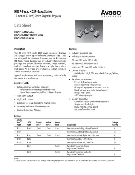 HDSP F303 Datasheet Pdf Avago