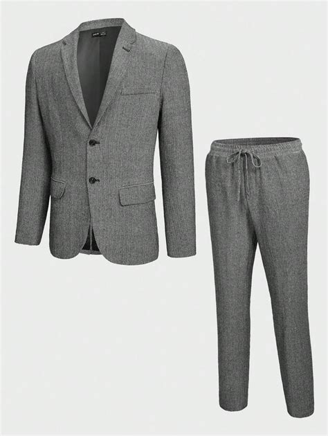 Manfinity Modagents Men S Woven Suit Jacket And Trousers Set Shein Usa