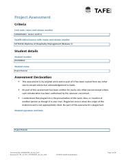 Sitxhrm Ae Pro Of Docx Project Assessment Criteria Unit Code