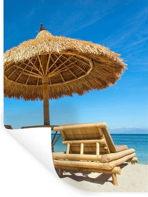 Muurstickers Sticker Folie Strandstoel Strand Parasol Zee