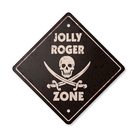 Jolly Roger Vintage Crossing Sign Zone Xing Indooroutdoor Plastic