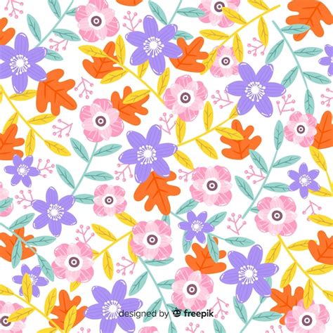 Fondo Colorido De Flores Dibujado A Mano Vector Gratis