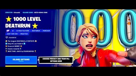 Fortnite⭐ 1000 Level Deathrun By Kinoah ⭐8 Secret Bobby Vip Room Map Code 6573 0540 3186