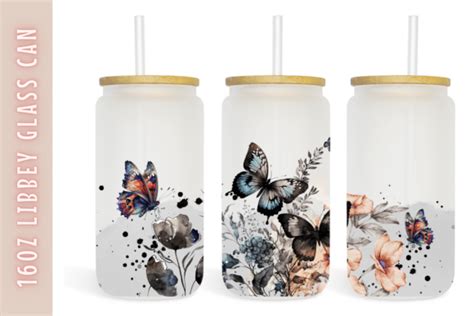 Watercolor Butterfly Flower Oz Tumbler Graphic By Sasikharn