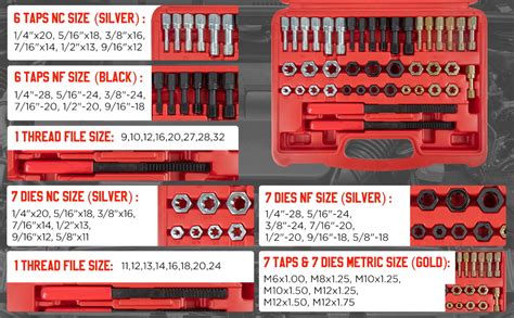 48 Tlg Gewinde Chaser Reparatur Set MOTOCOCHE UNC UNF Metrisches