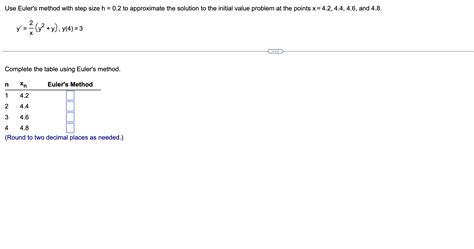 Solved Use Euler S Method With Step Size H To Chegg