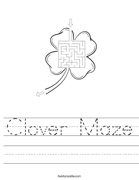 Clover Maze Worksheet Twisty Noodle