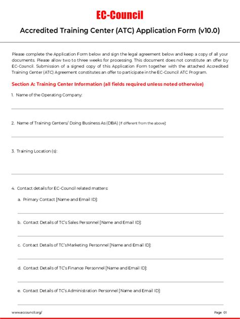 Fillable Online Accredited Training Center Atc Application Form V