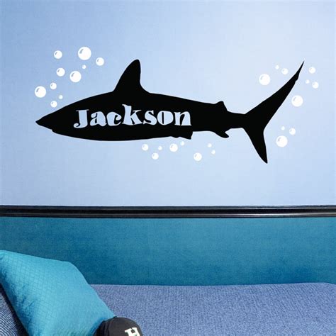 Shark Wall Decal, Personalized Shark Decal, Underwater Theme, Beach Wall Decal, Kids Room Decal ...