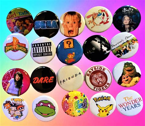 90 S Buttons Pick Your Favorites 1 25 Inch Party Favors 90s Gifts