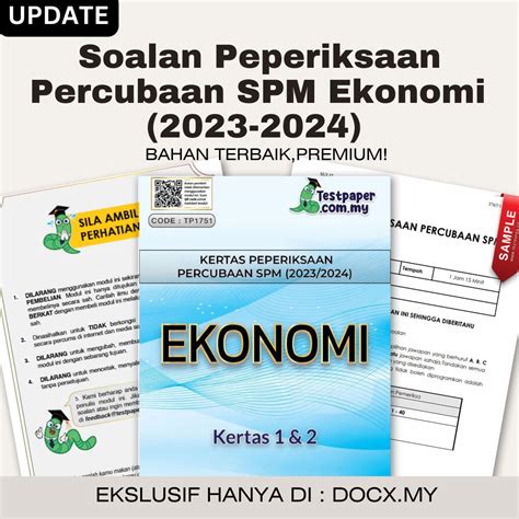 Kertas 1 Dan 2 Soalan Peperiksaan Percubaan SPM Ekonomi 2023 2024