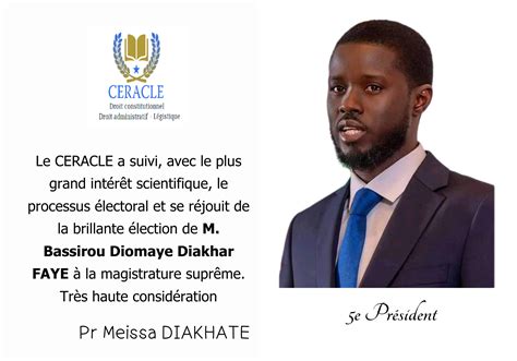 Ceracle Félicite M Bassirou Diomaye Diakhar Faye Pour Son élection