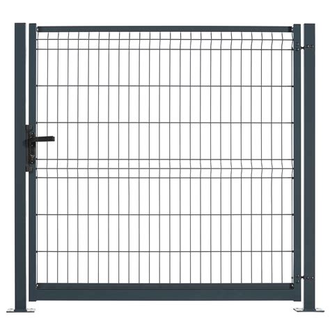 Portillon grillagé Axyle gris anthracite sur platine l 125x H 120 cm