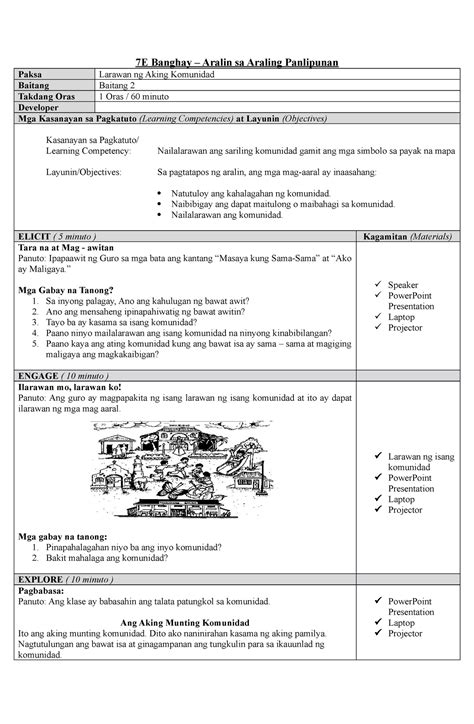 Example Of Detailed Lesson Plan In Araling Panlipunan Detailed Images