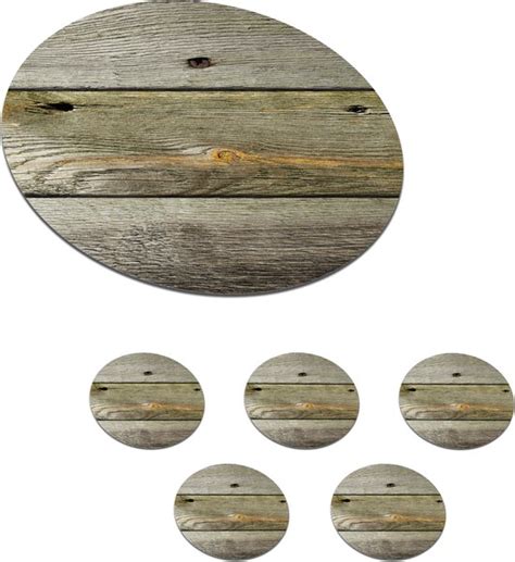 Onderzetters Voor Glazen Rond Planken Hout Vintage 10x10 Cm