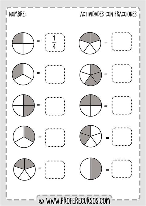 Ejercicios De Fracciones Para Primaria