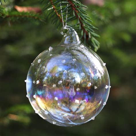 Boule De Noêl En Verre Irisé à Points Vessiere Cristaux