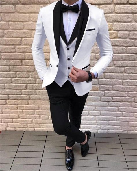 Buy Men Wedding Suits 3 Piece Suit White Tuxedo Suit Coat Pant Online